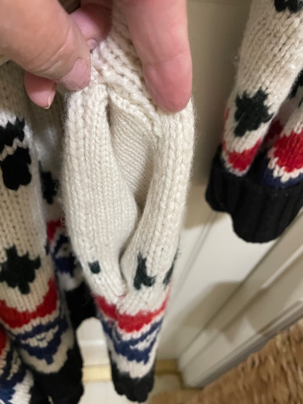 Polo by Ralph Lauren Black, White, Red & Navy Fair Isle Shawl Cardigan - Picture 7 of 16